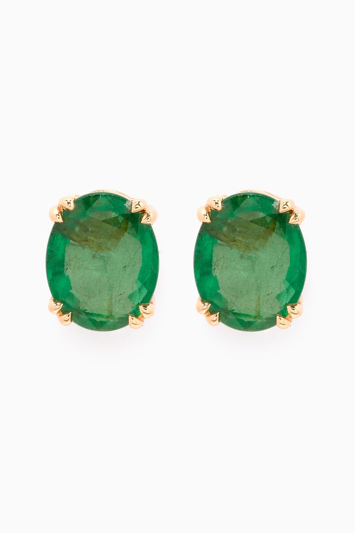 

Oval-cut Emerald Stud Earrings in 18kt Gold, Yellow