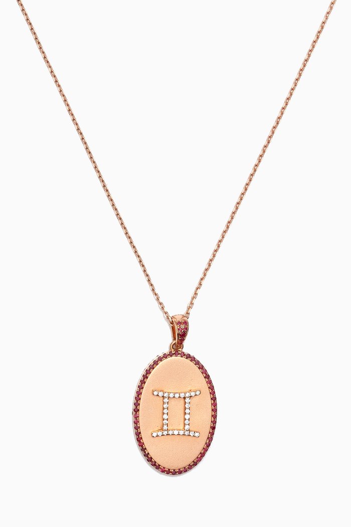 

Zodiac Gemini Diamond Necklace in 18kt Rose Gold