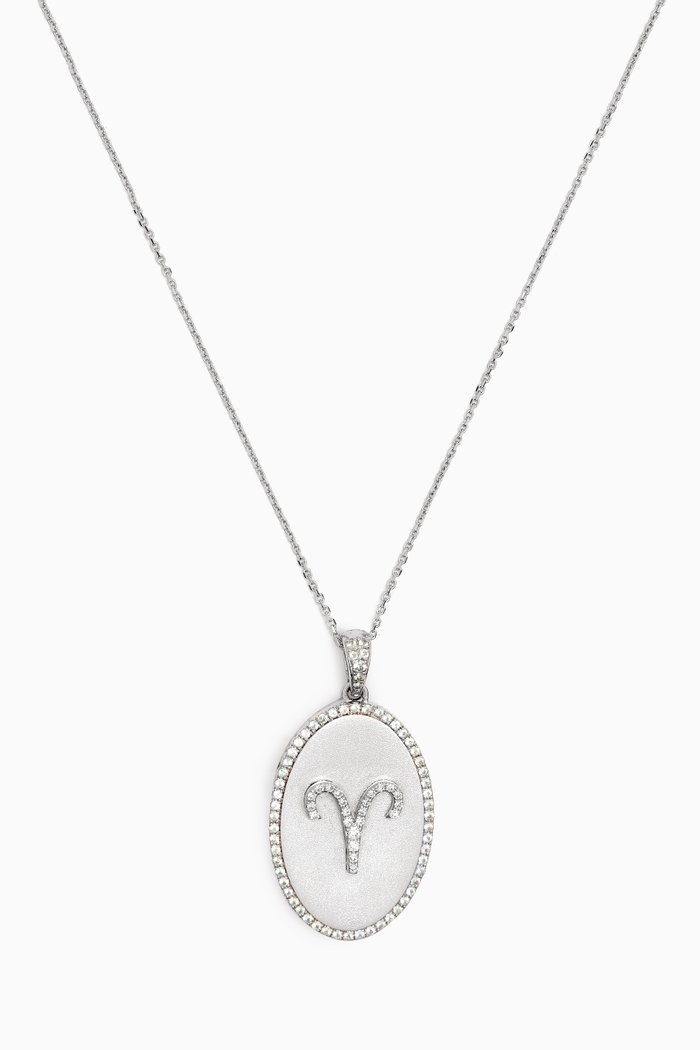 Zodiac Aries Diamond Necklace in 18kt White Gold