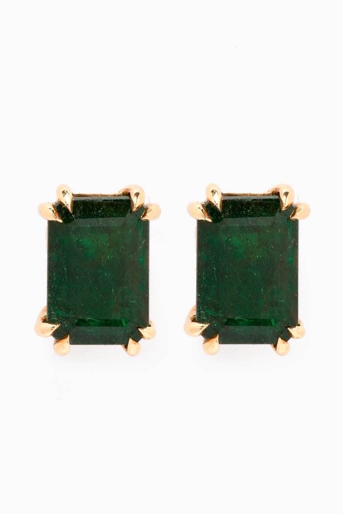 Emerald Stud Earrings in 18kt Gold, Yellow