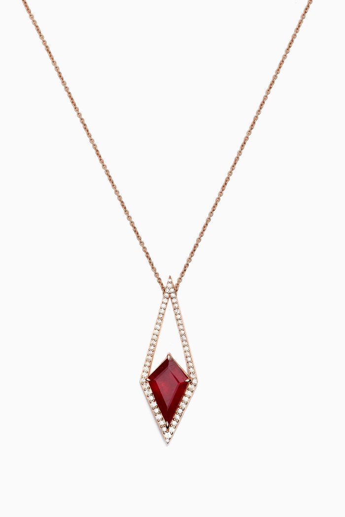 

Ruby & Diamond Kite Necklace in 18kt Rose Gold