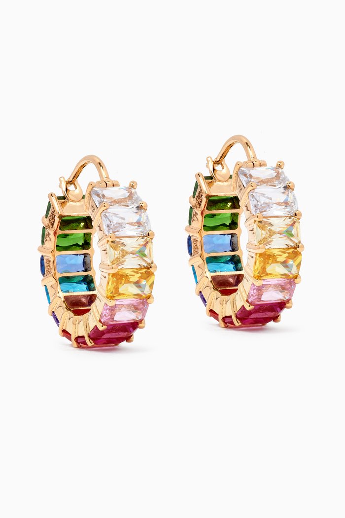 

Rainbow Emerald-cut Hoops in 18kt Gold, Yellow