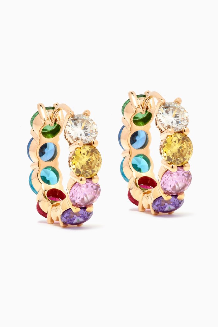 

Rainbow Round-cut Hoops in 18kt Gold, Yellow