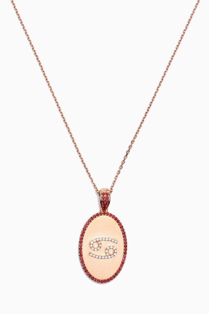 

Zodiac Cancer Diamond Necklace in 18kt Rose Gold