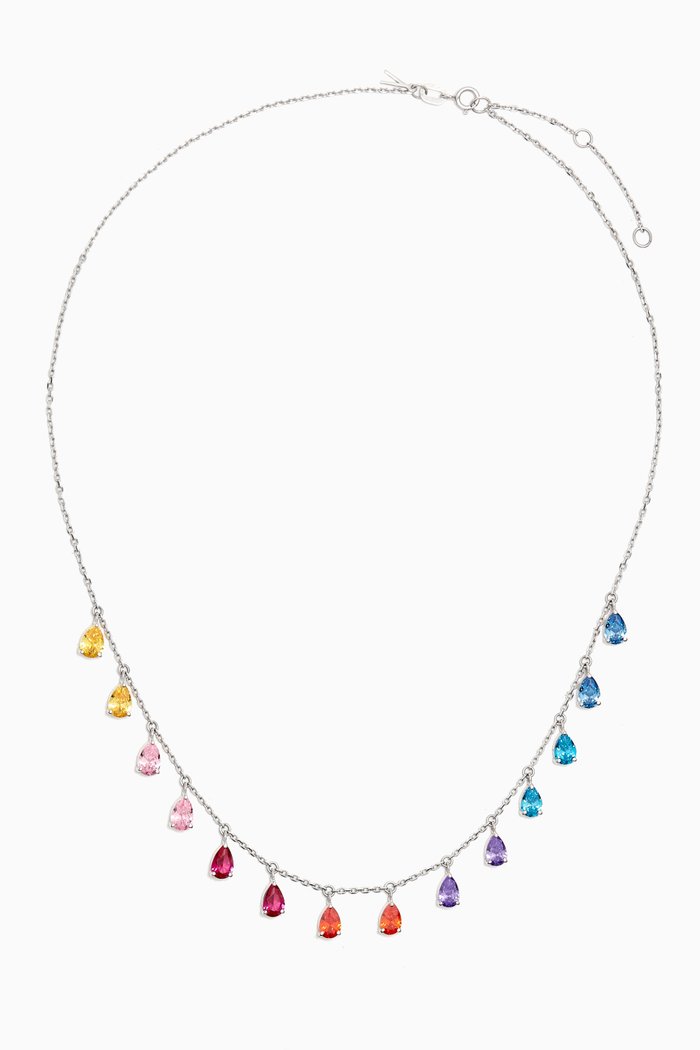 

Rainbow Rock Pear-cut Necklace in 18k White Gold