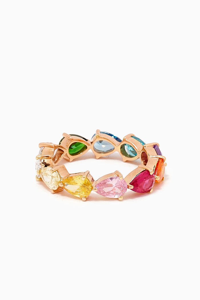 

Sideways Rainbow Eternity Ring (Pear-Cut) in 18kt Rose Gold