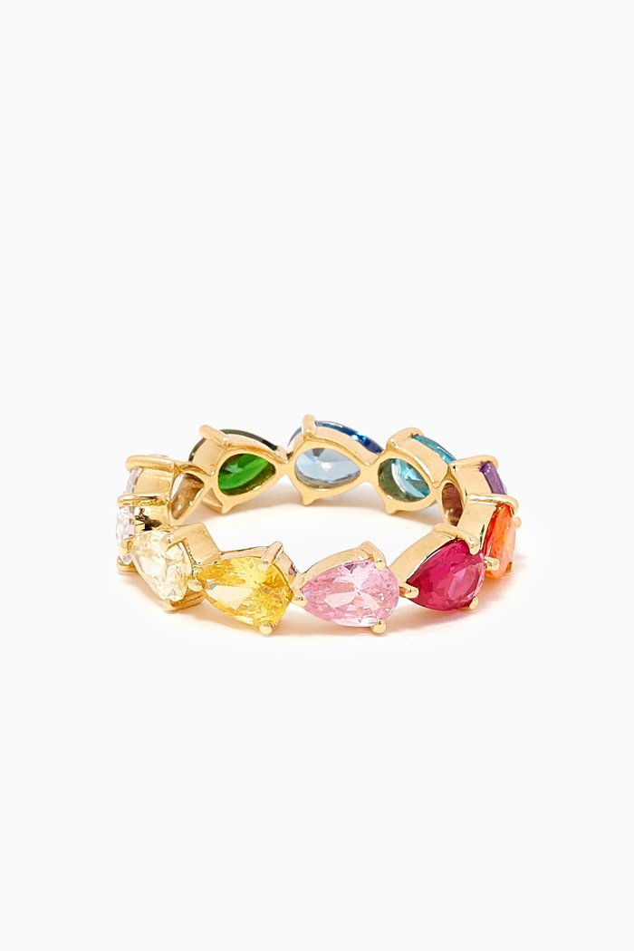 Sideways Rainbow Eternity Ring (Pear-Cut) in 18kt Gold, Yellow