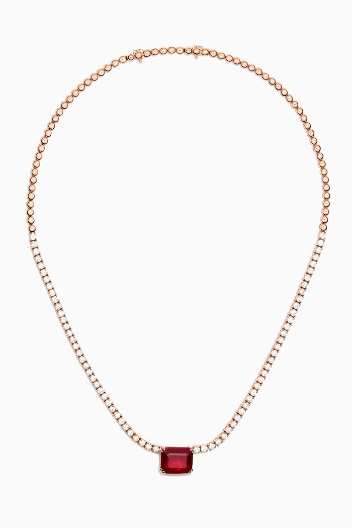 

Diamond & Ruby Tennis Necklace in 18kt Rose Gold