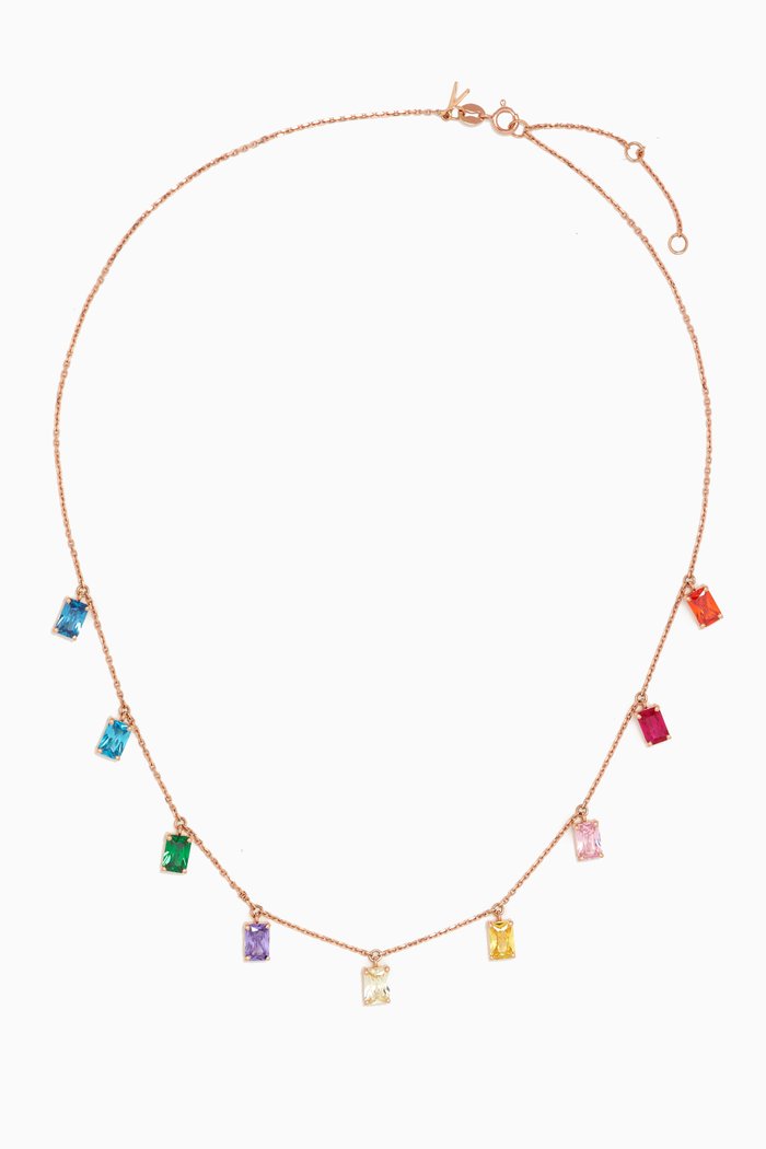 

Rainbow Rock Emerald-cut Necklace in 18kt Rose Gold