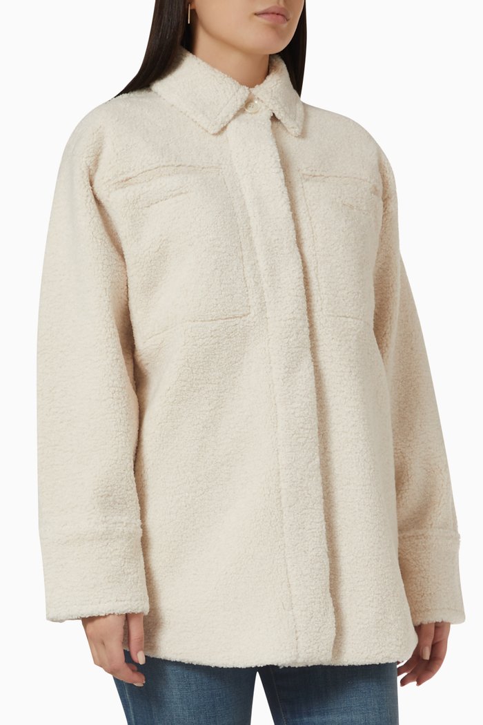 

Oversized Sherpa Shirt Jacket, Neutral