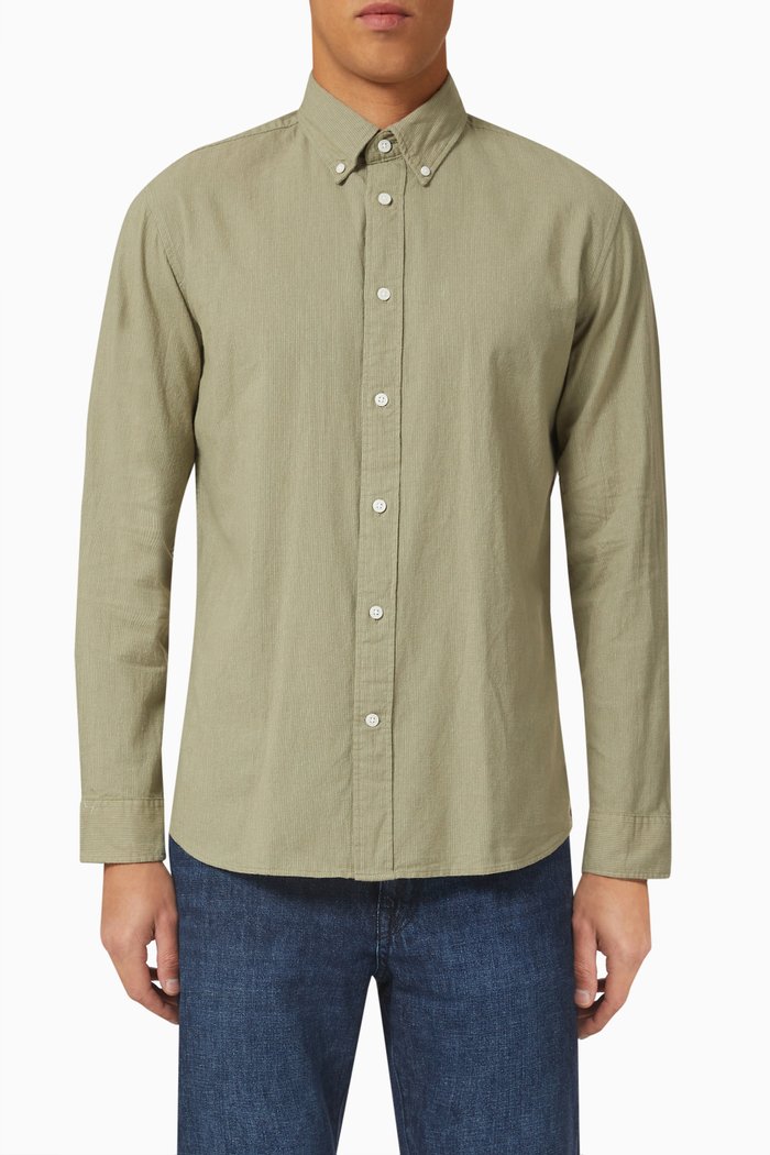 Slub Shirt in Cotton, Green