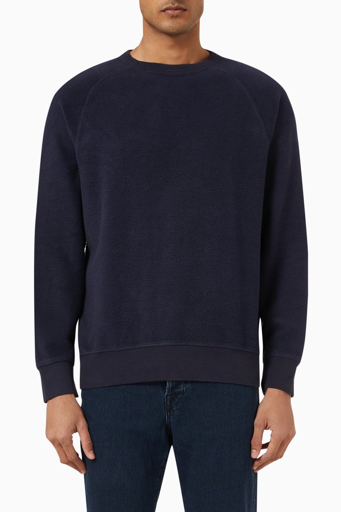 Sweatshirt in Brushed Fleece, Blue
