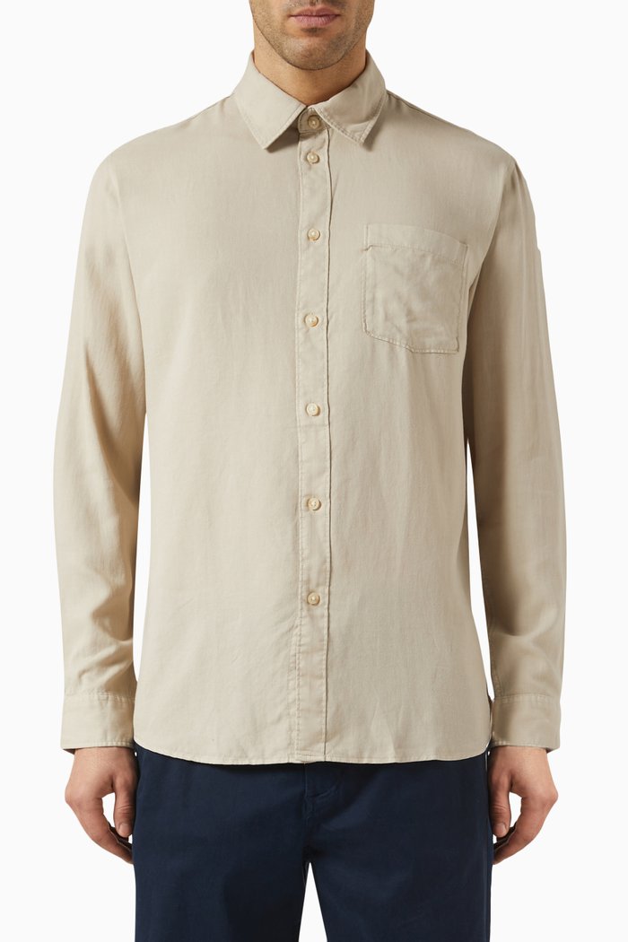Woven Shirt in Linen Blend, Neutral