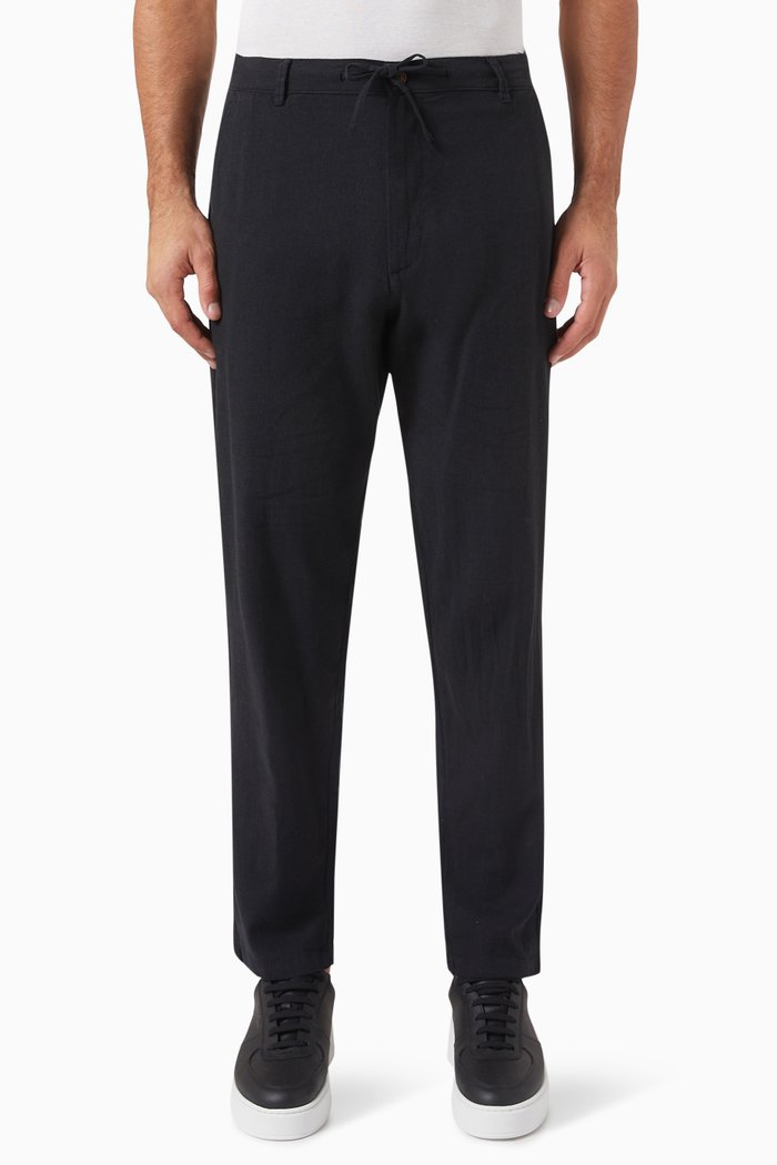 

Tapered Trousers in Linen Blend, Black