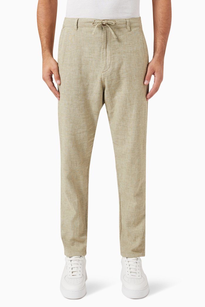 

Tapered Trousers in Linen Blend, Green