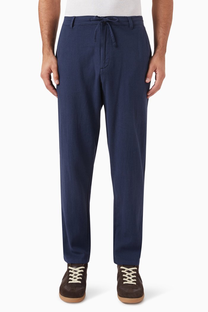 Tapered Trousers in Linen Blend, Grey