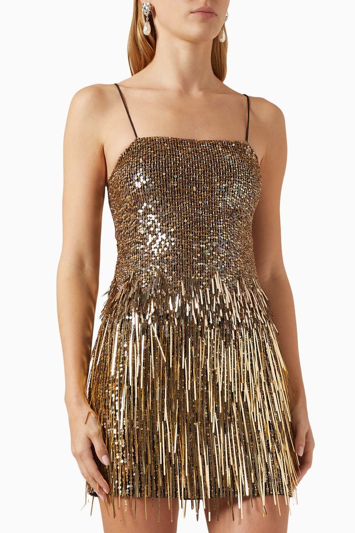 

Fifi Embellished Mini Dress, Gold