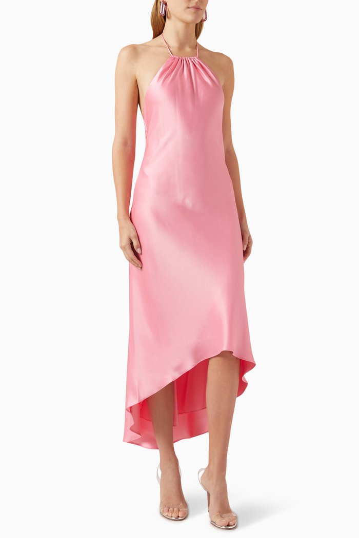 

Rayni High-low Midi Dress in Satin, Pink