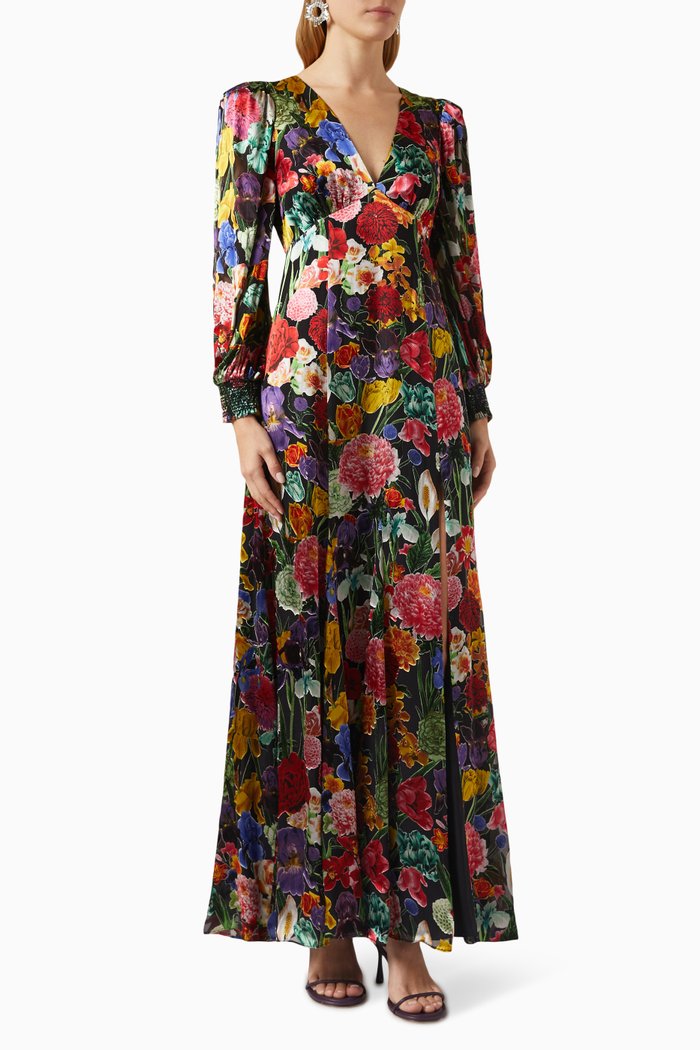 Tula Floral Maxi Dress in Silk-blend, Multicolour