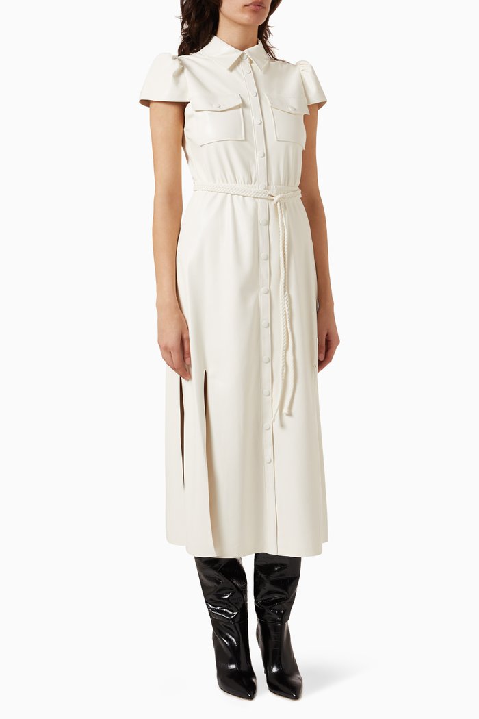 

Miranda Midi Dress in Vegan Leather, White