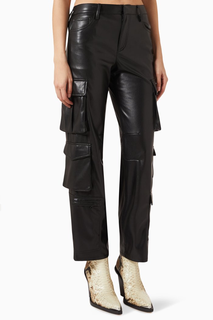 

Luis Cargo Pants in Vegan Leather, Black