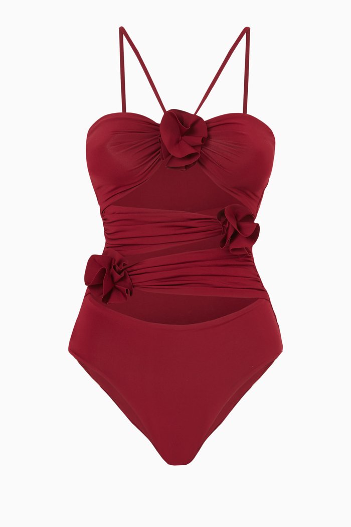 Trinitaria One-piece Swimsuit, Burgundy