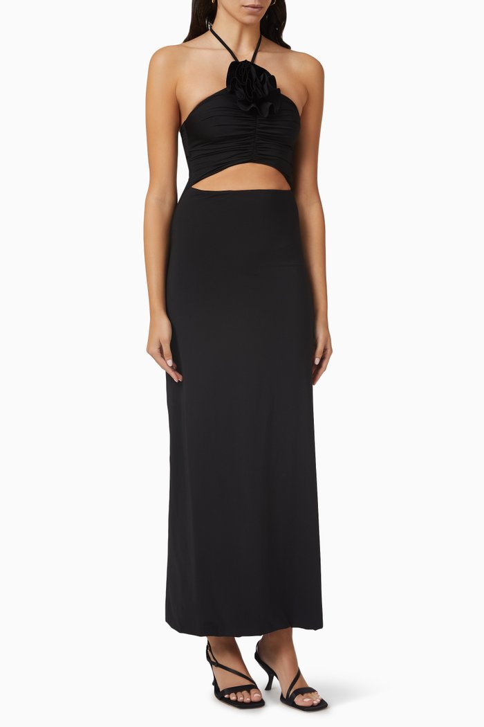 

Cattleya Halter Maxi Dress in Stretch-nylon, Black