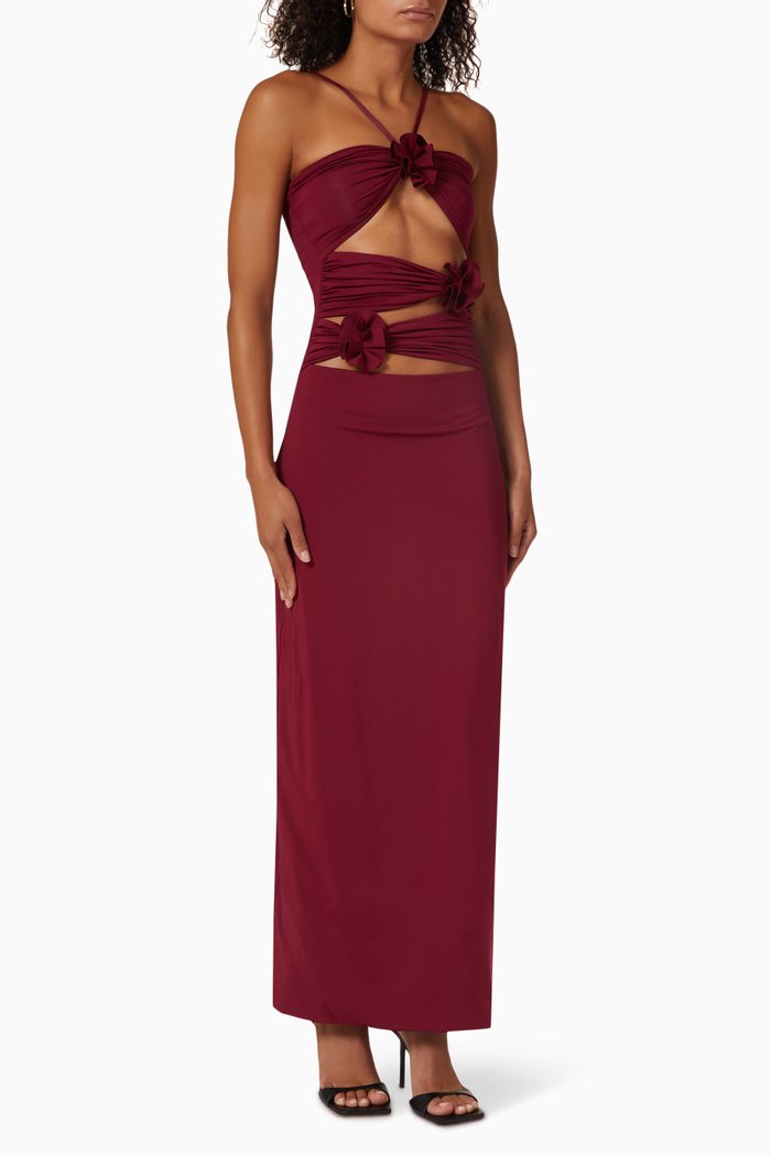 

Veranera Cut-out Maxi Dress in Stretch-nylon, Burgundy