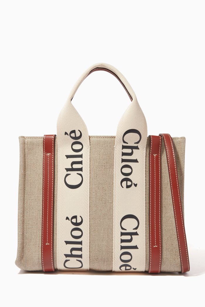 

Small Woody Tote Bag in Canvas, Brown