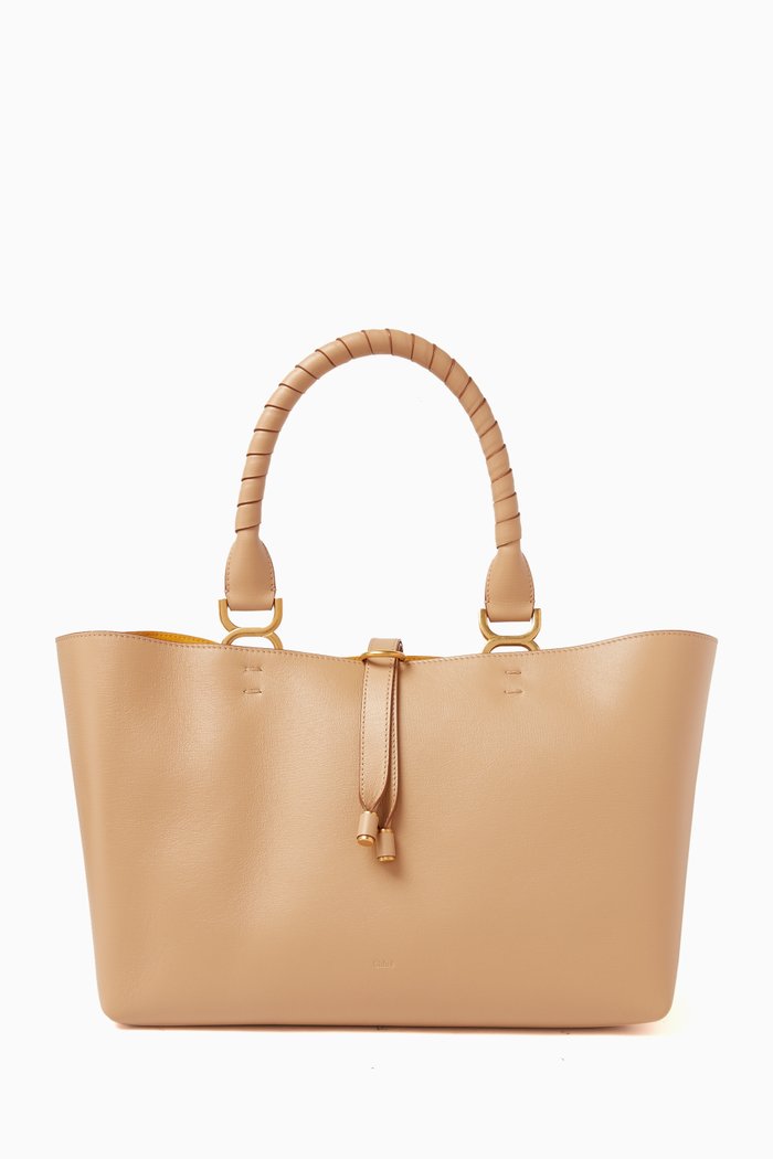 

Small Marcie Tote Bag in Leather, Neutral