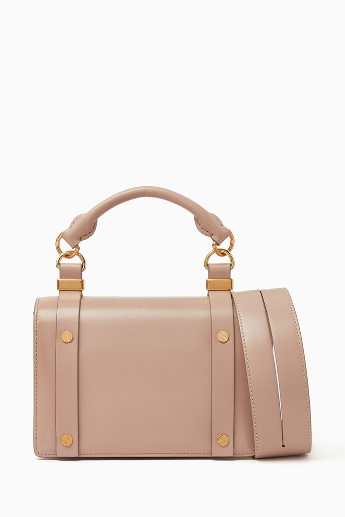 

Ora Small Flap Bag in Box Leather, Neutral