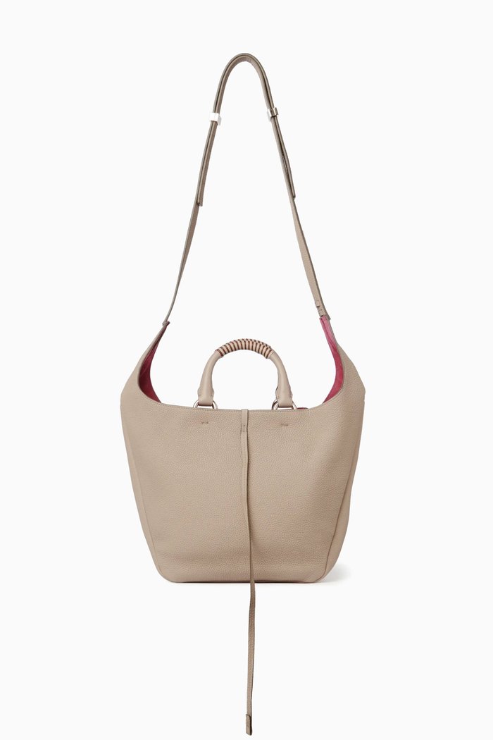 

Deia Medium Hobo Bag in Grained Calfskin, Neutral