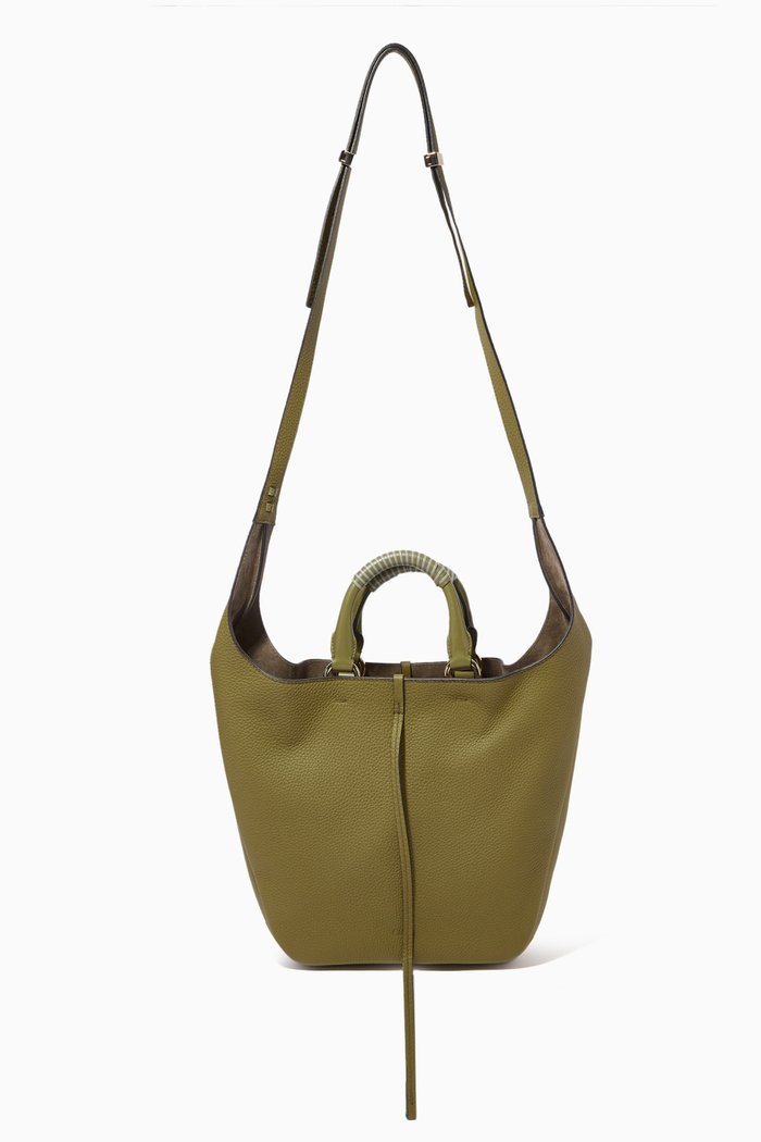 

Deia Medium Hobo Bag in Grained Calfskin, Green