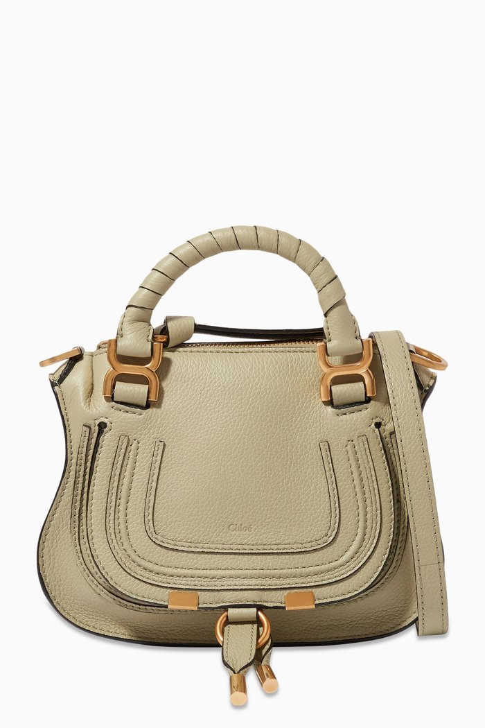 

Mini Marcie Handbag in Grain Leather, Green