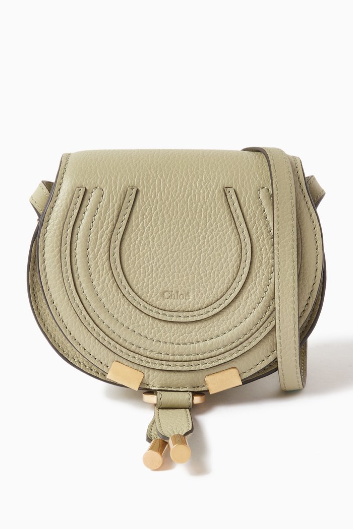 

Nano Marcie Saddle Bag in Grained Calfskin, Green