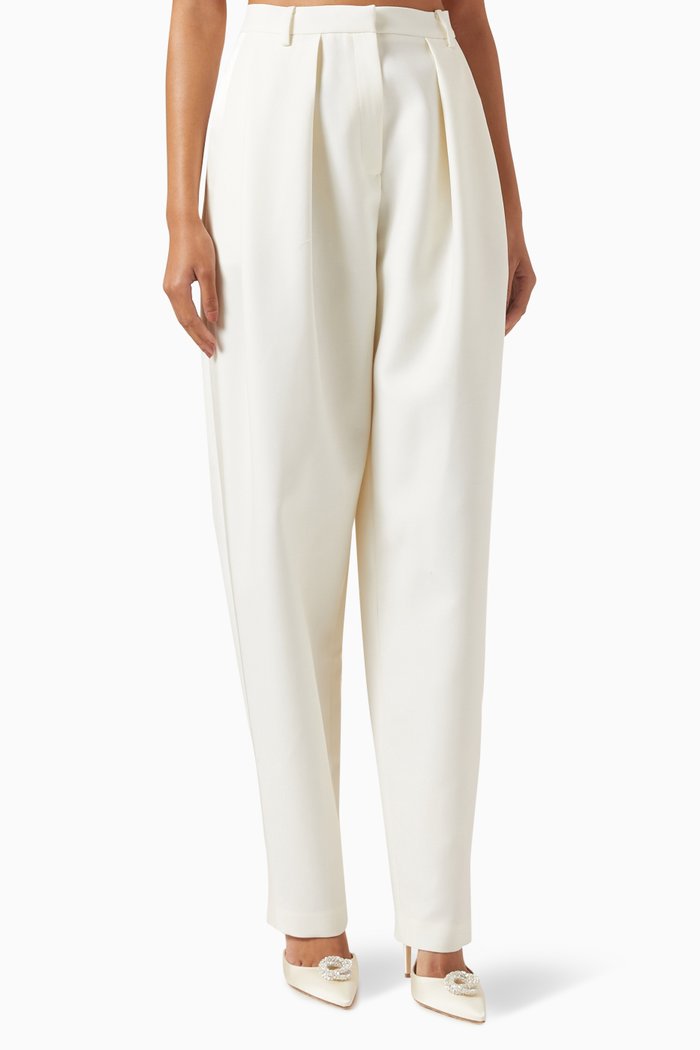 

Tapered Trousers in Wool, White