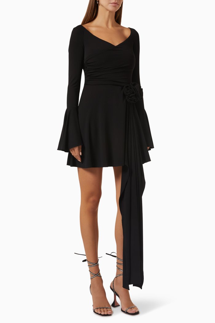 Off-shoulder Mini Dress, Black