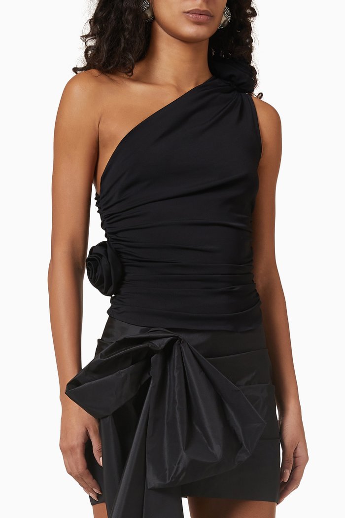 

One-shoulder T-shirt in Stretch-viscose, Black