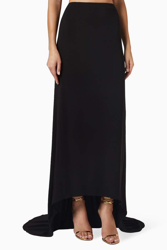 

Low-waist Maxi Skirt in Jersey, Black