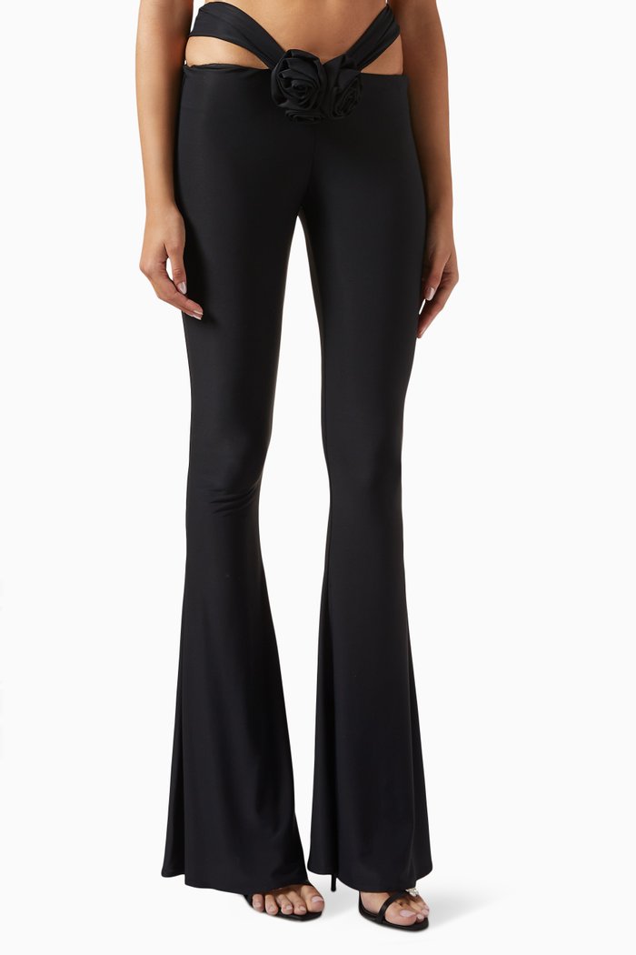 

Cut-out Flared Pants in Viscose-jersey, Black