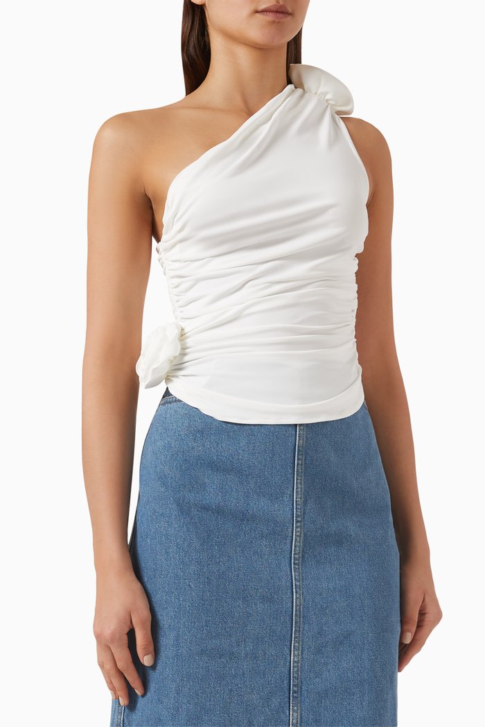 

One-shoulder T-shirt in Stretch-viscose, Neutral