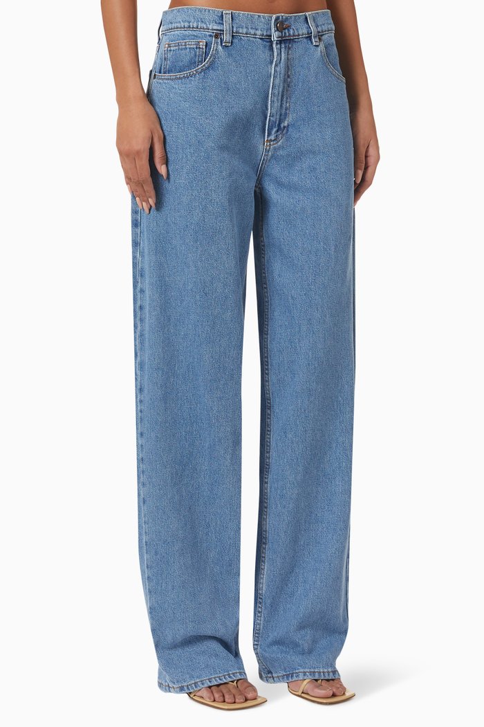 

Wide-leg Tapered Jeans in Denim, Blue