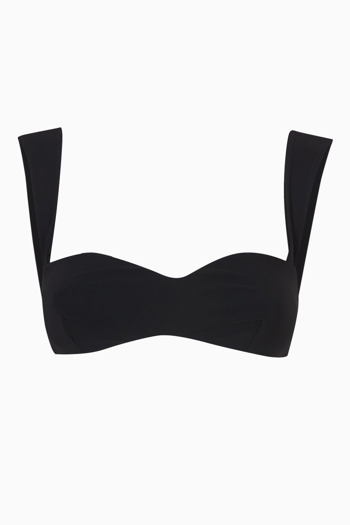

Retro Bustier Bikini Bra in Nylon, Black