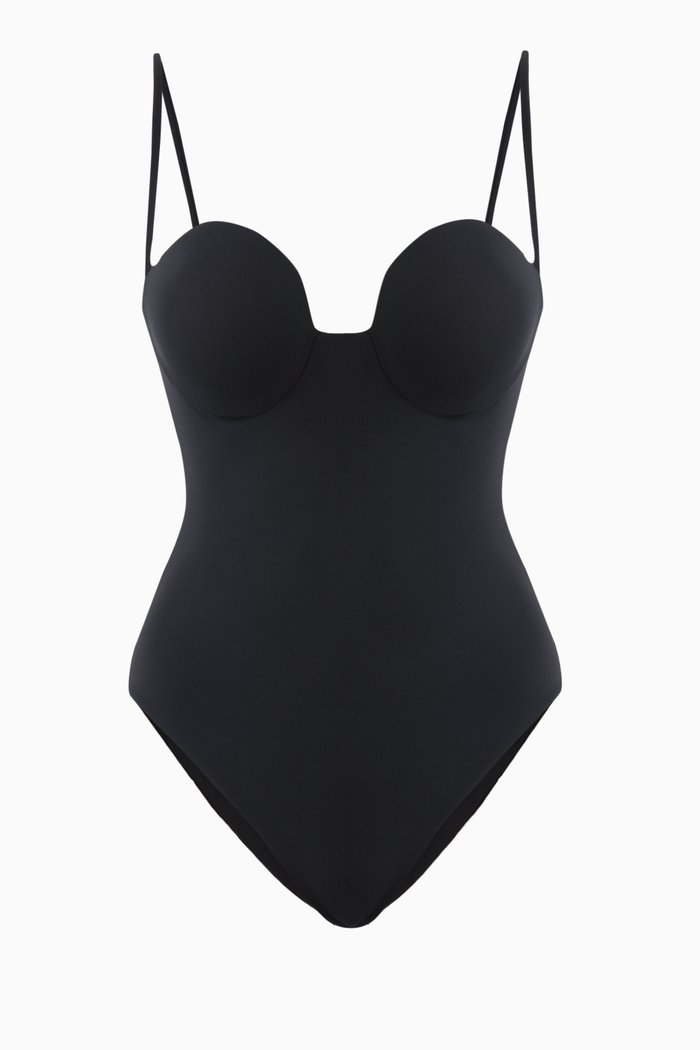 Retro Bustier One-piece Swimsuit, Black