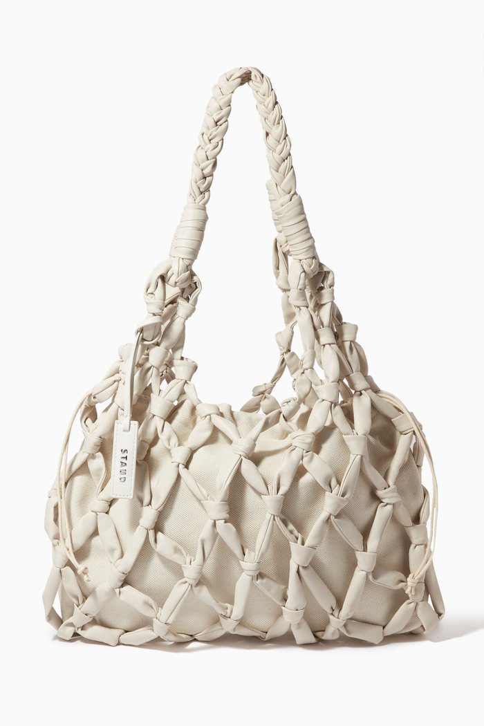 

Hitch Shoulder Bag in PU & Canvas, Neutral