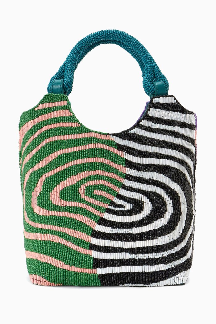 

Acid Swirl Beaded Cote Bag, Multicolour