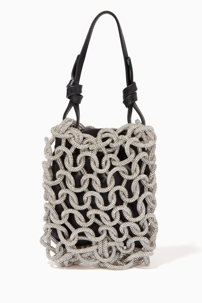 Tini Crystal-embellished Top-handle Bag, Black