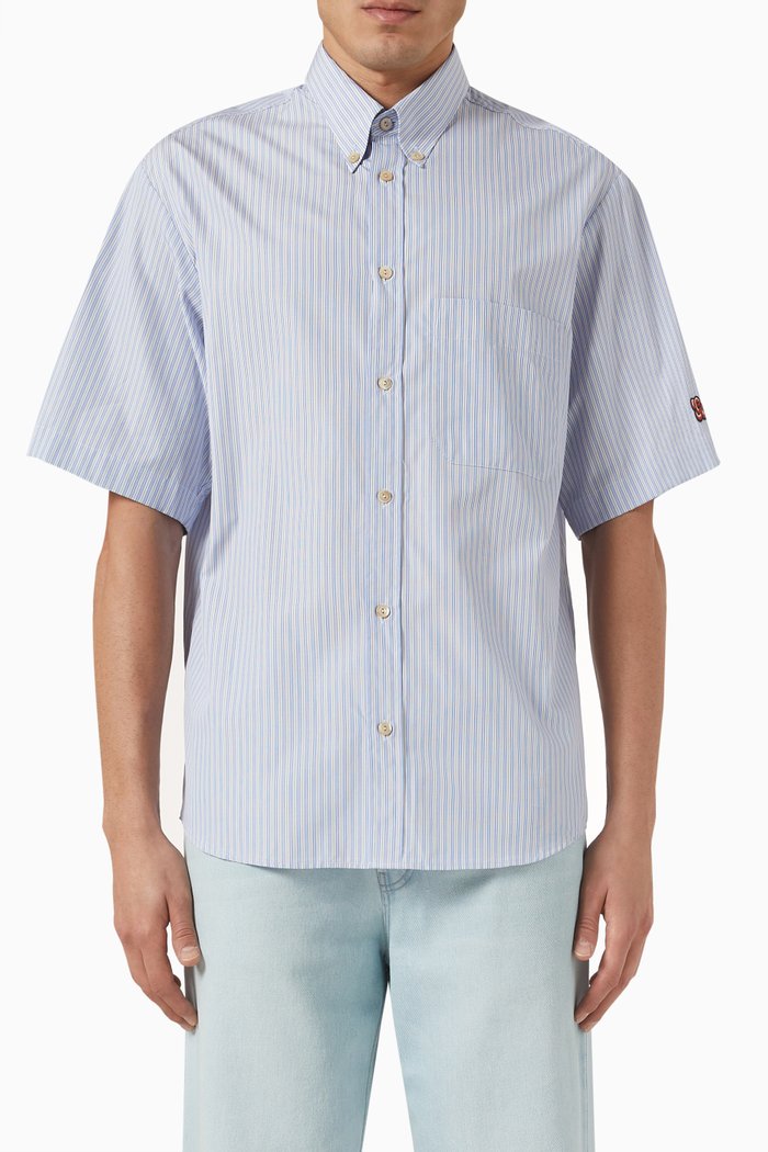 

Striped Shirt in Cotton, Blue