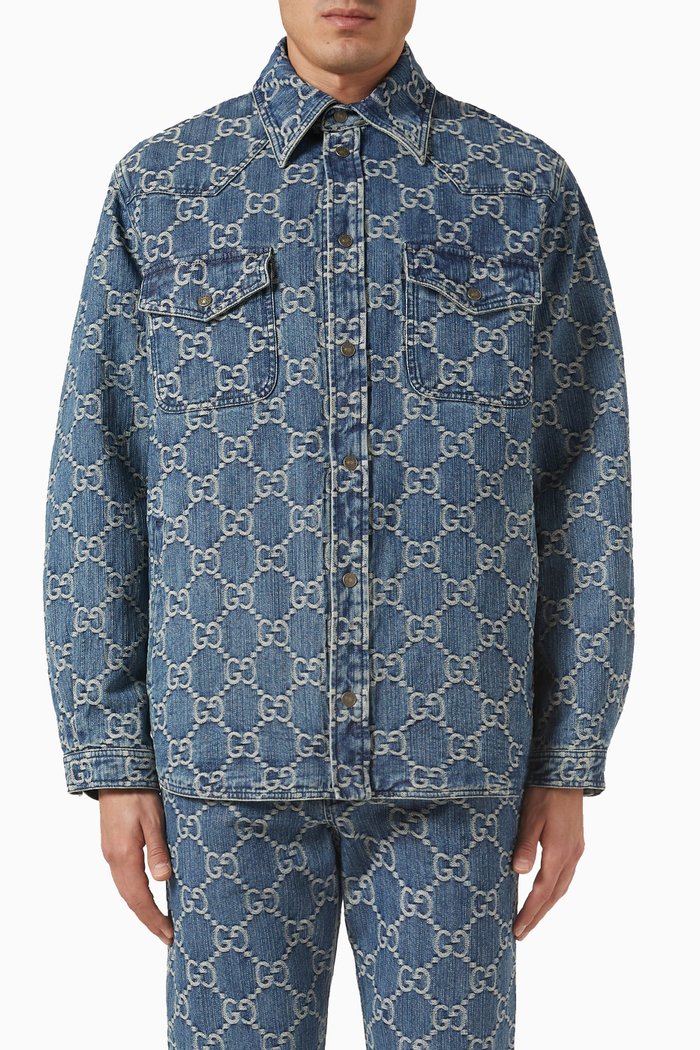 

GG Jacquard Shirt in Denim, Blue