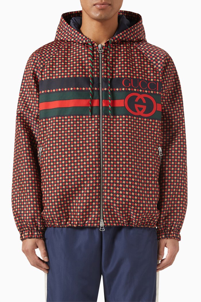 

Geometric Houndstooth Canvas Jacket in Nylon, Multicolour